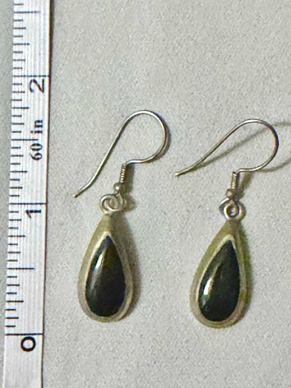 Black Onyx Teardrop Sterling Silver Dangle Earrings Mexico 925